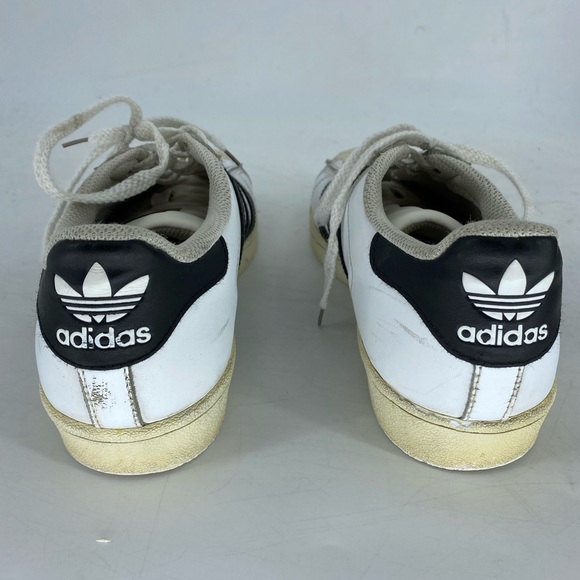 8.5 ADIDAS SUPERSTAR SHOES LEATHER WHITE SNEAKERS adult trainers 3 stripe - Picture 3 of 12